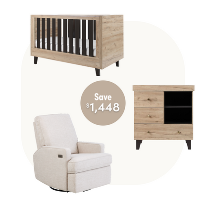 Como Cot Set in Distressed Oak & Slate Grey with Quinn Electric in Eggshell