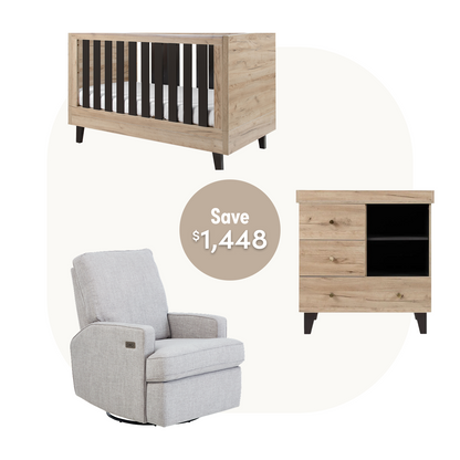 Como Cot Set in Distressed Oak & Slate Grey with Quinn Electric in Pure Grey