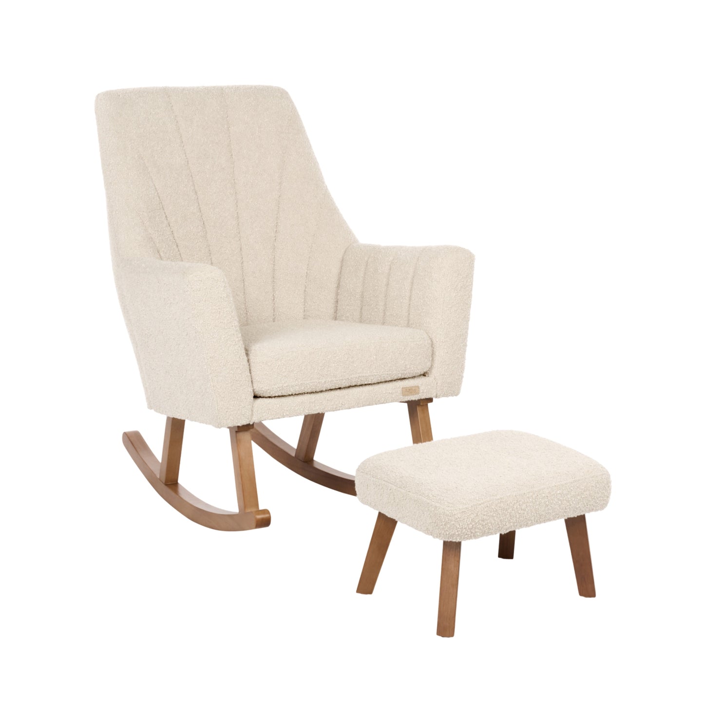 Jonah Rocking Chair & Foot Stool in Mushroom Boucle