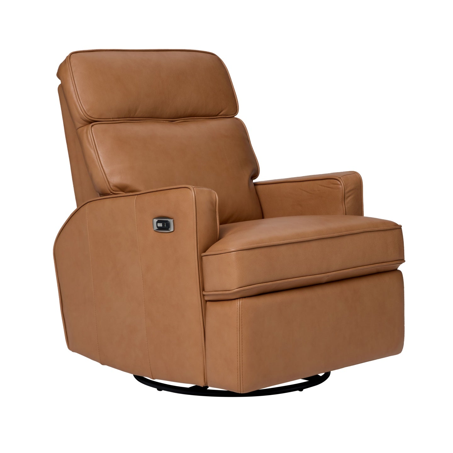 Leo Electric Recliner Glider Chair with USB in Tan Leather