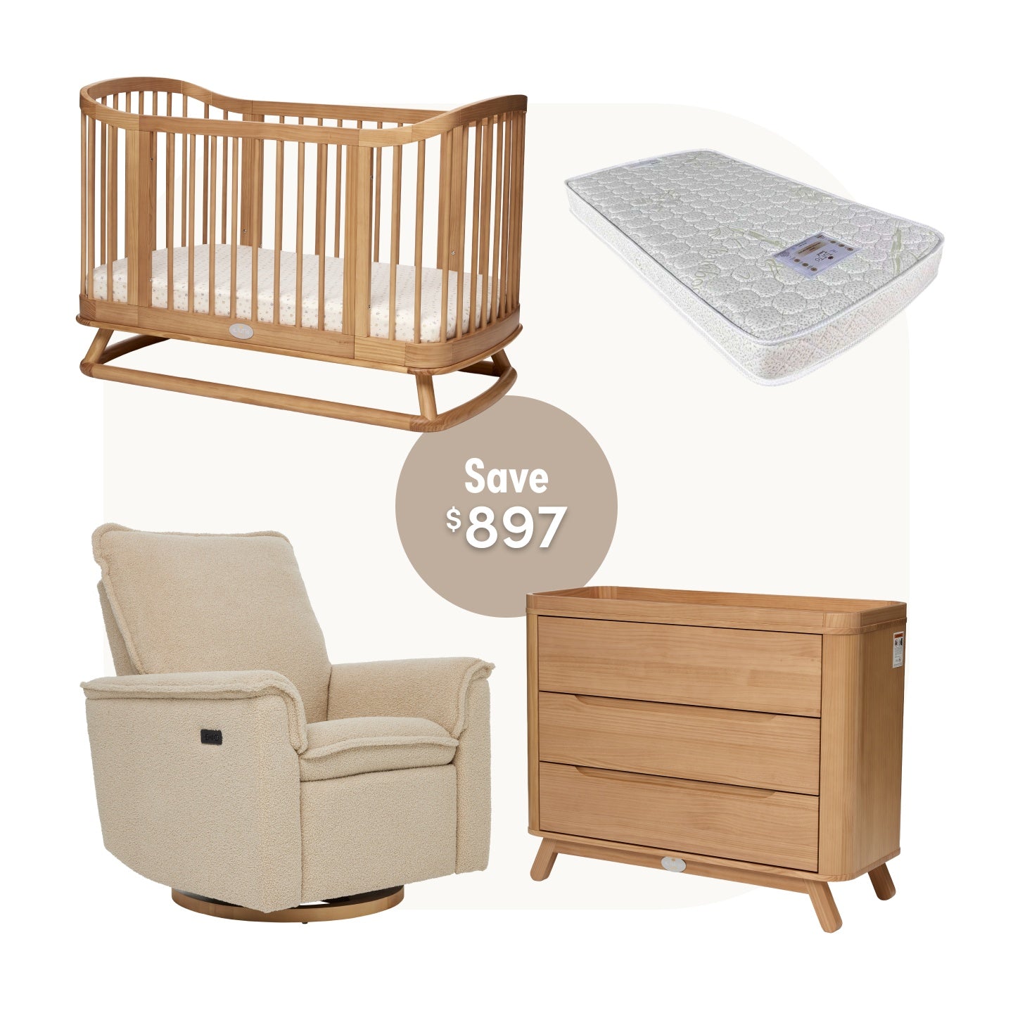 Luca Cot Set with Louie Electric in Taupe Teddy