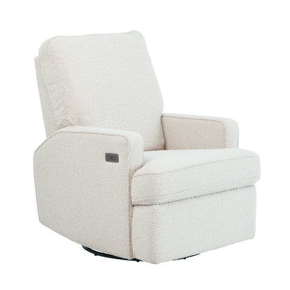 Quinn Electric Recliner Glider Chair with USB in Vanilla Bouclé