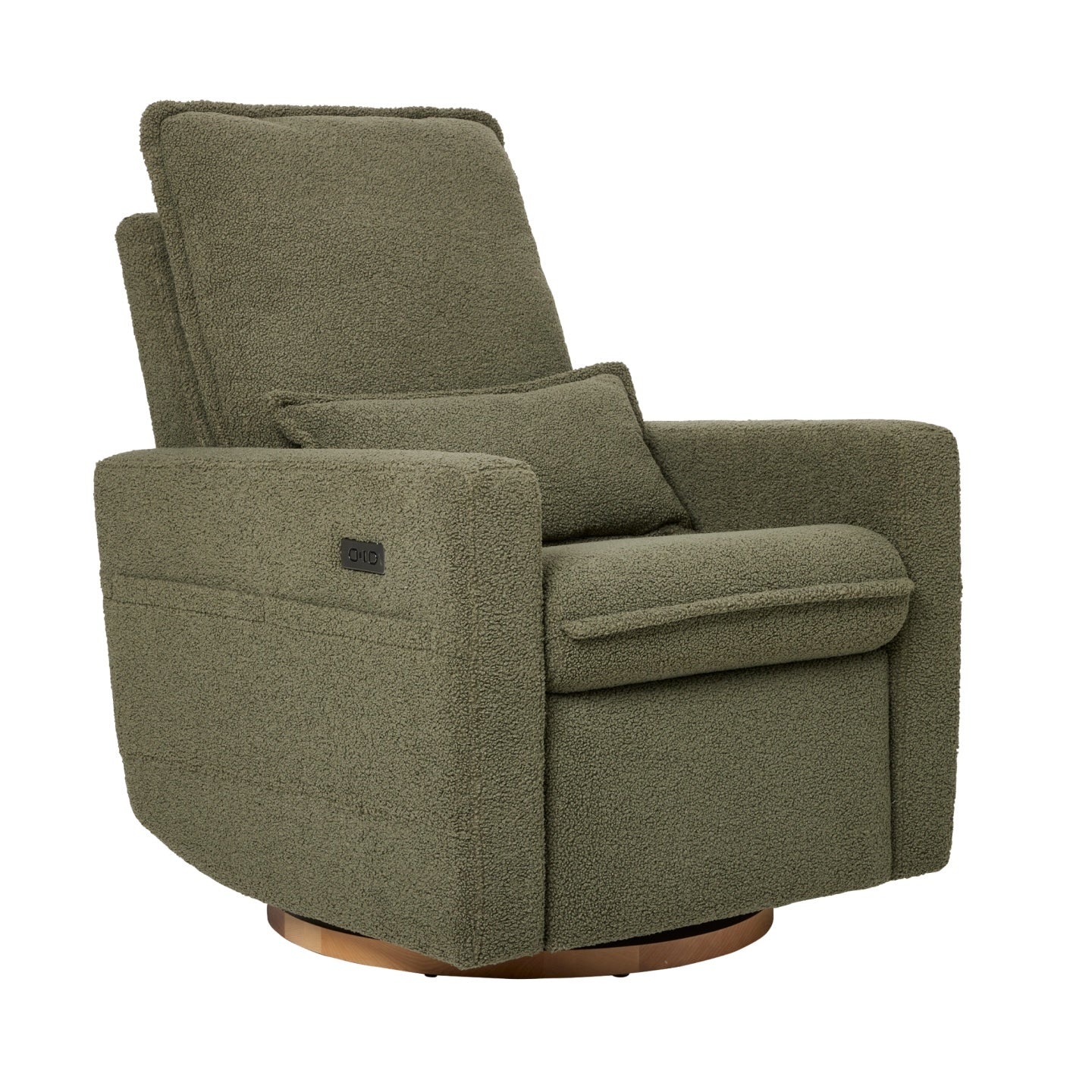Frankie Electric Recliner Glider Nursery Chair in Olive Teddy