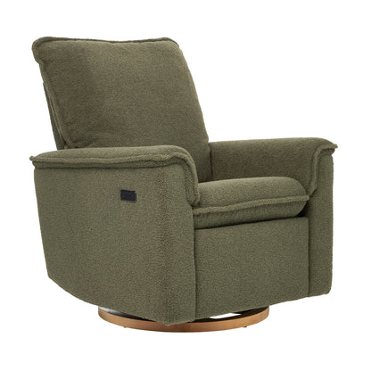 Louie Electric Recliner Glider Nursery Chair in Olive Teddy