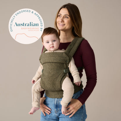 Boba Auri Baby Carrier in Olive Teddy Fleece
