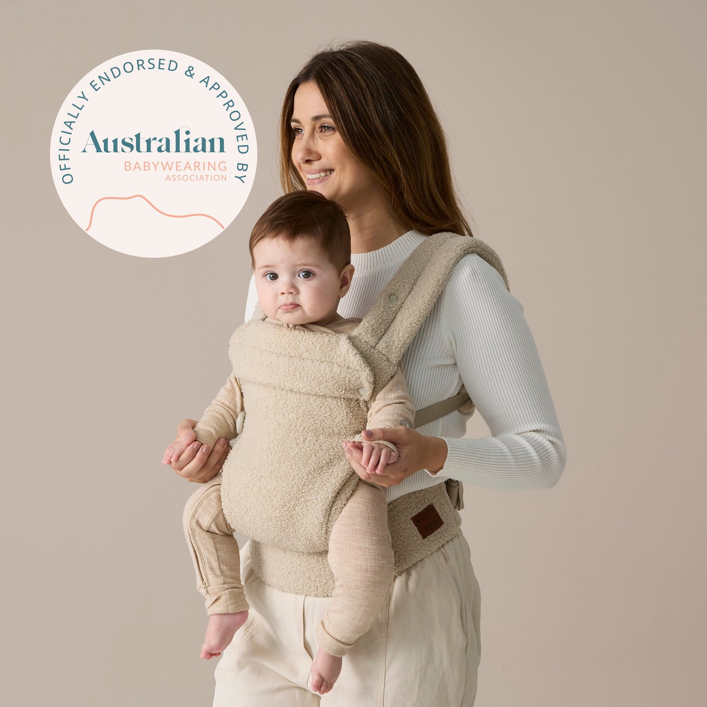 Boba Auri Baby Carrier in Taupe Teddy Fleece