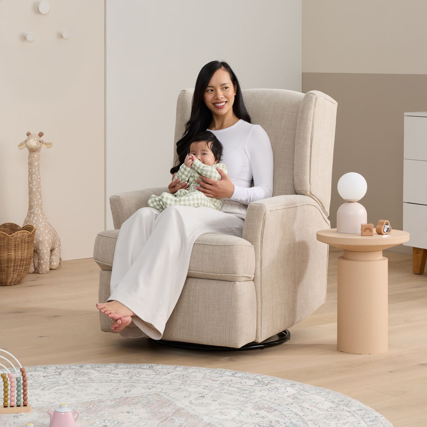 Chelsea Recliner Glider Nursery Chair in Latté