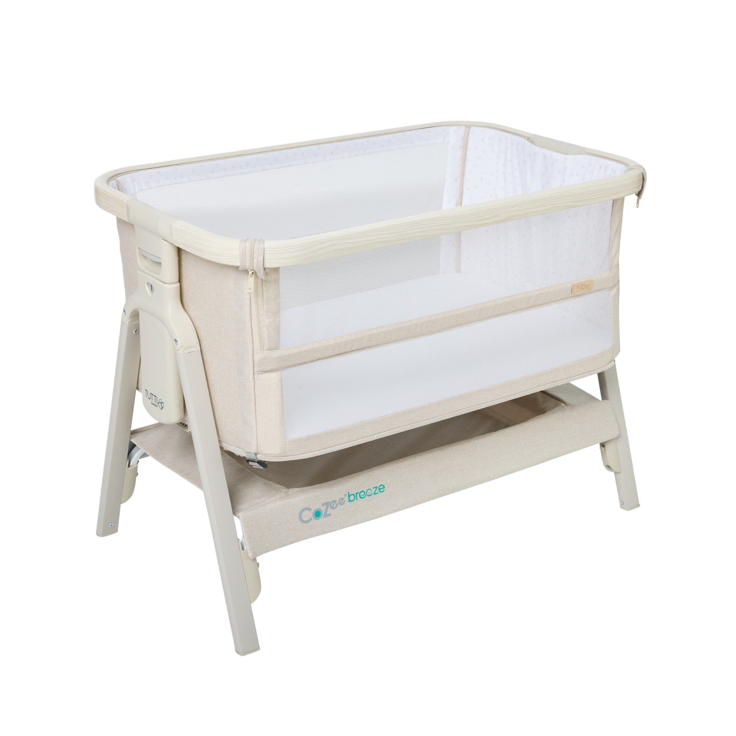 CoZee Breeze Lite Co-sleeping Bassinet in Whitewash Ash and Mushroom