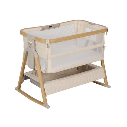 CoZee Breeze Sense Co-Sleeping Bassinet with Rocking Legs in Toasted Oak & Sand