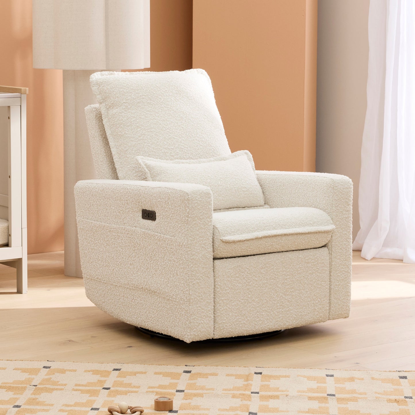 Frankie Electric Recliner Glider Nursery Chair in Vanilla Bouclé