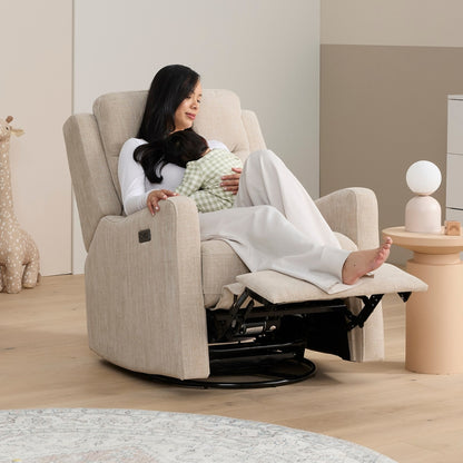 Henry Electric Recliner Glider Chair with USB in Latté
