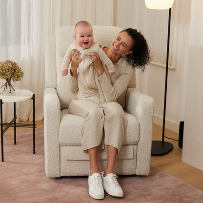Henry Recliner Glider Chair in Vanilla Bouclé