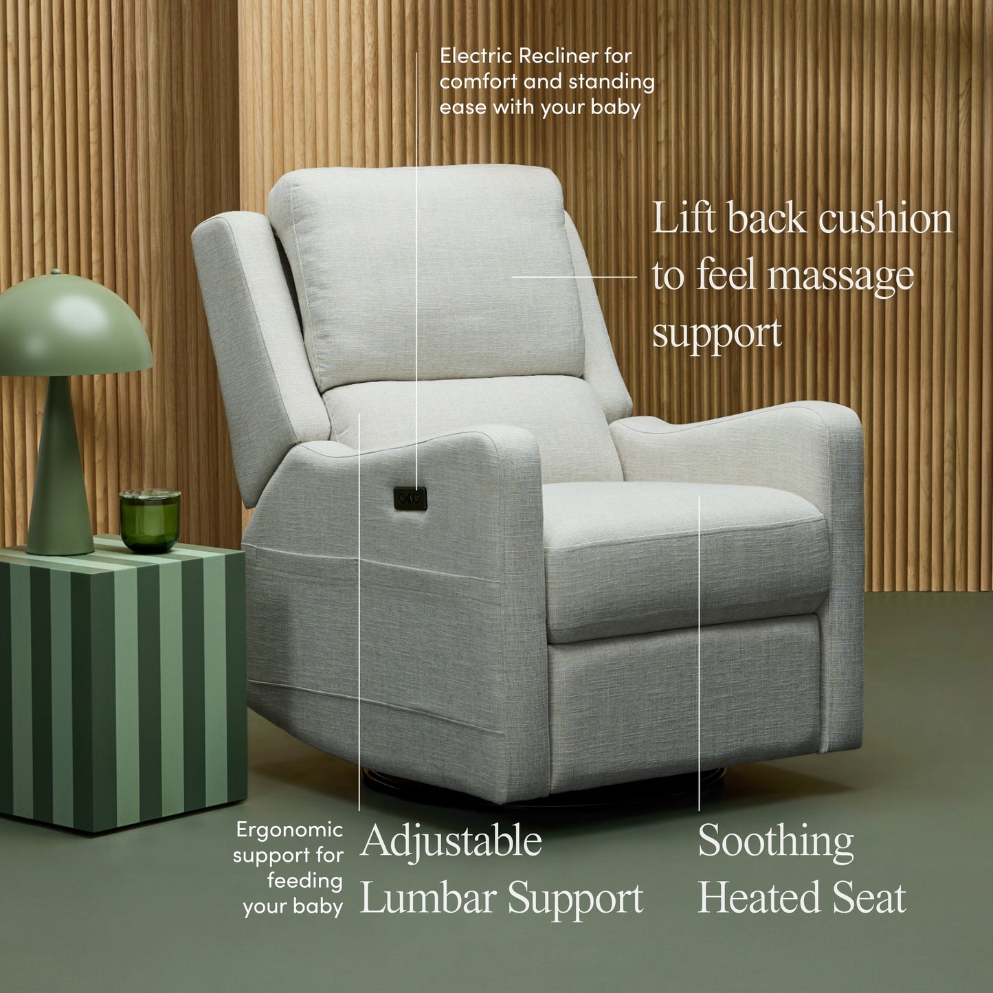 Henry Plus Massage & Heat Nursing Chair in Eggshell