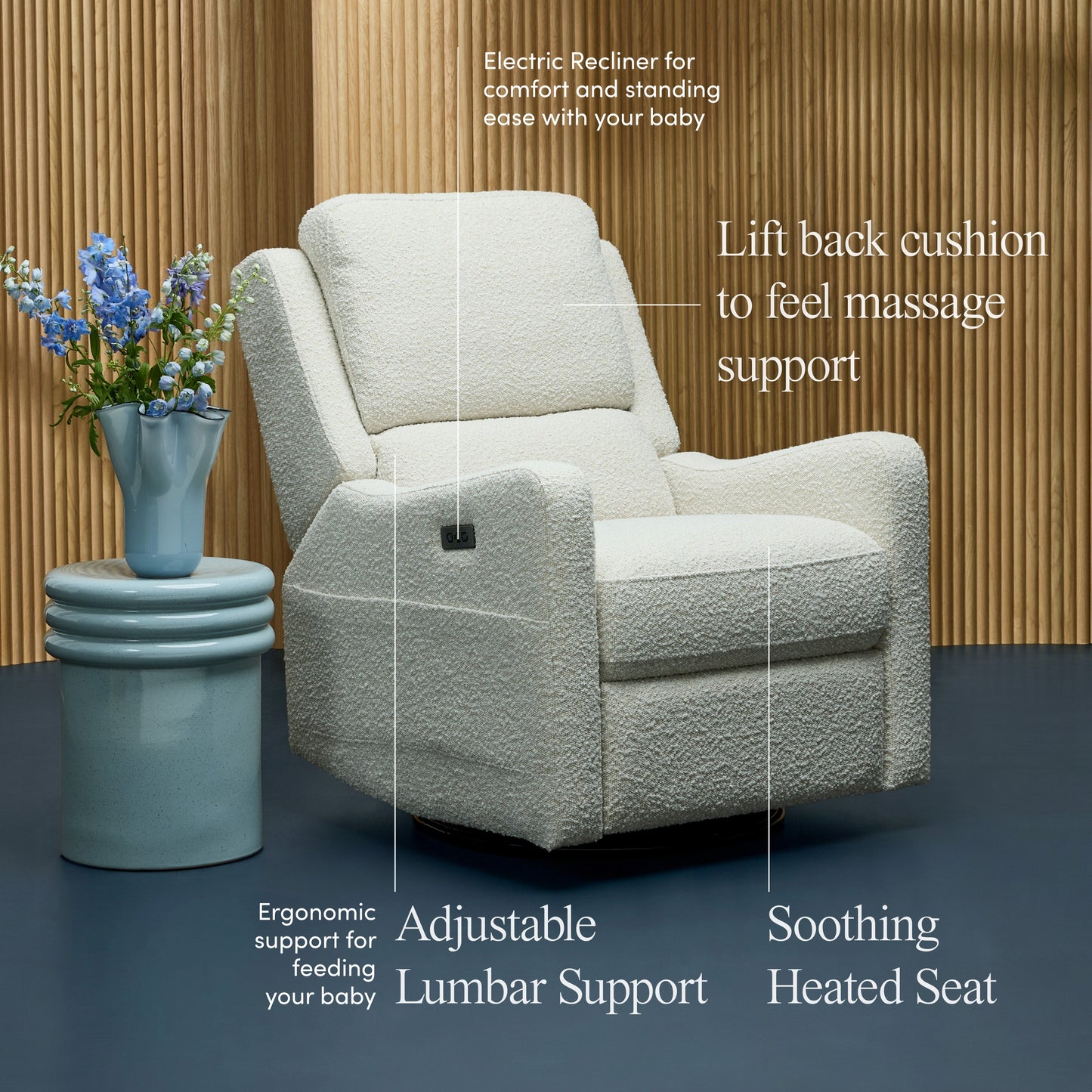 Henry Plus Massage & Heat Nursing Chair in Vanilla Bouclé