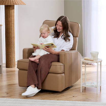 Leo Electric Recliner Glider Chair with USB in Palomino Leather