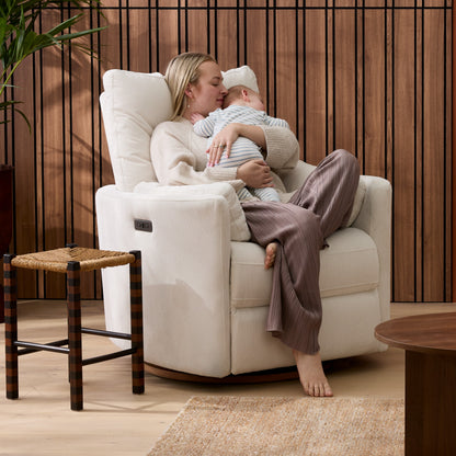 Lola Electric Recliner Glider Nursery Chair in Coconut Corduroy