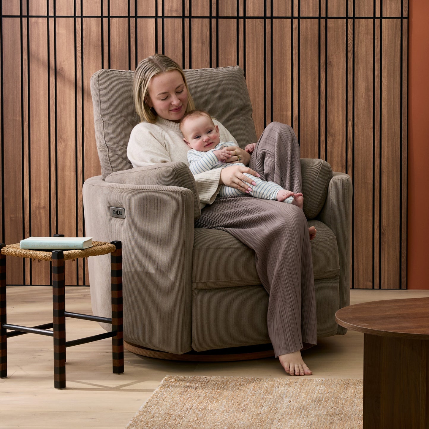 Lola Electric Recliner Glider Nursery Chair in Mocha Corduroy