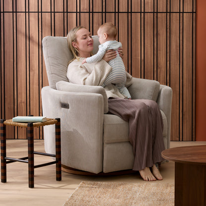 Lola Electric Recliner Glider Nursery Chair in Taupe Corduroy