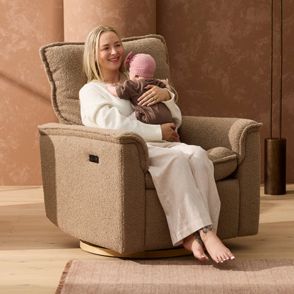 Louie Electric Recliner Glider Nursery Chair in Mocha Teddy