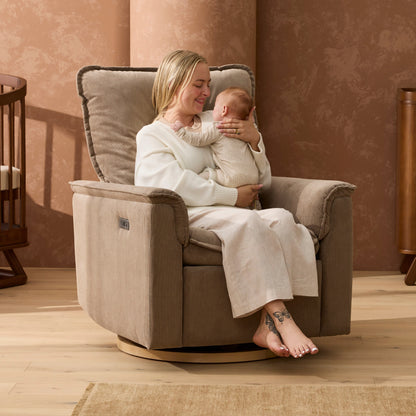 Louie Electric Recliner Glider Nursery Chair in Mocha Corduroy