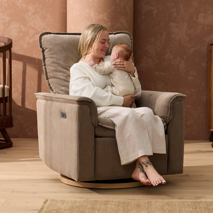 Louie Electric Recliner Glider Nursery Chair in Mocha Corduroy