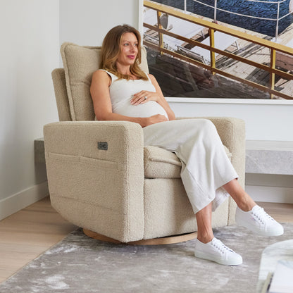 Frankie Electric Recliner Glider Nursery Chair in Taupe Teddy