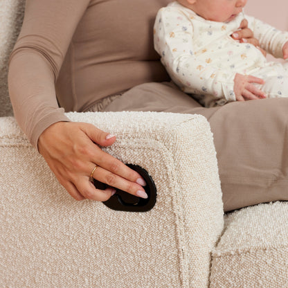 Chelsea Recliner Glider Chair in Vanilla Bouclé