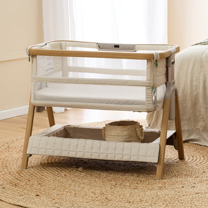 CoZee Breeze Sense Co-Sleeping Bassinet with Rocking Legs in Toasted Oak & Sand