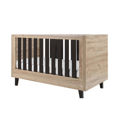 Como Cot Set in Distressed Oak & Slate Grey with Quinn Electric in Pure Grey