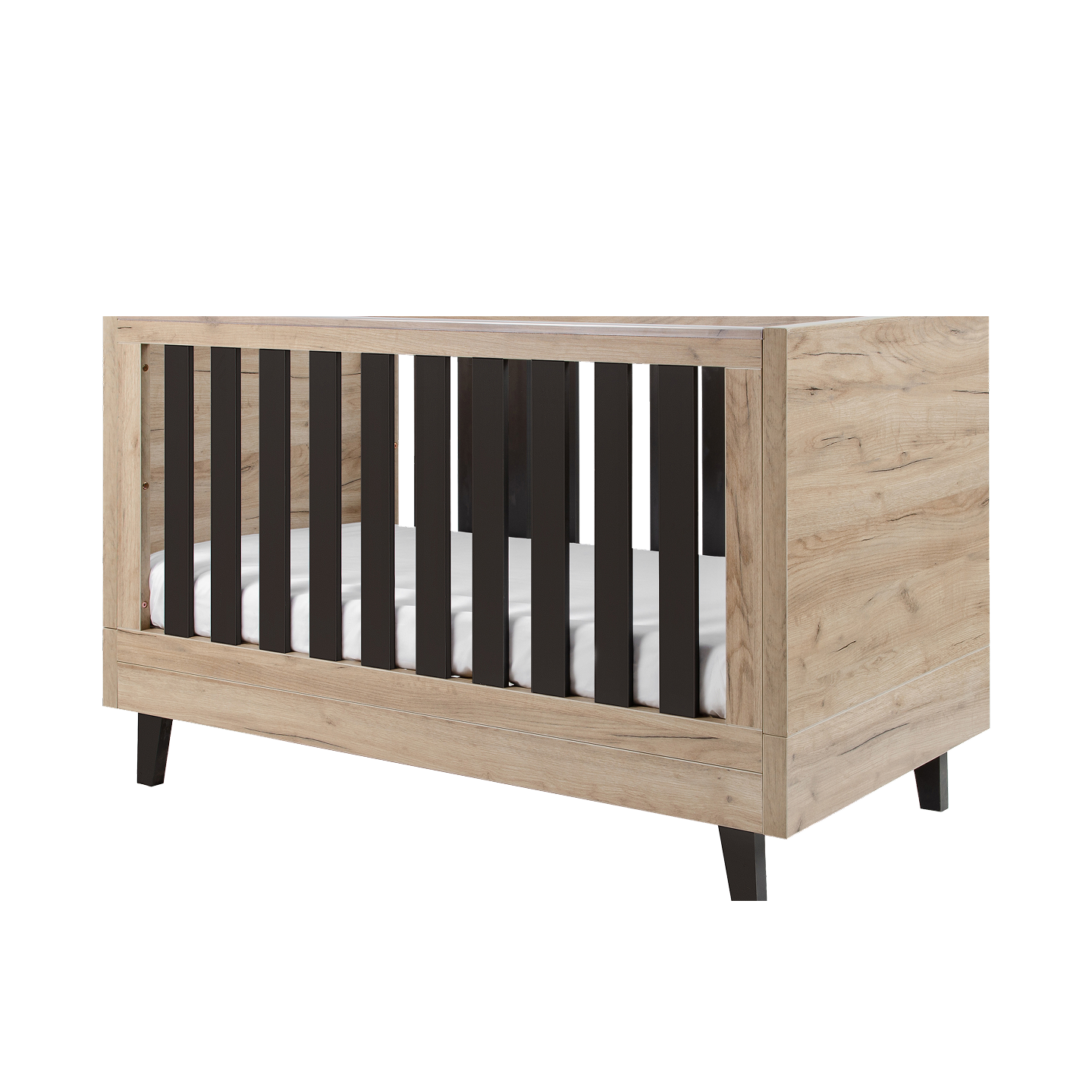 Como Cot Set in Distressed Oak & Slate Grey with Quinn Electric in Pure Grey