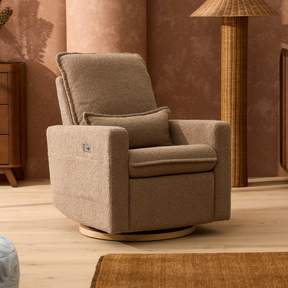 Frankie Electric Recliner Glider Nursery Chair in Mocha Teddy