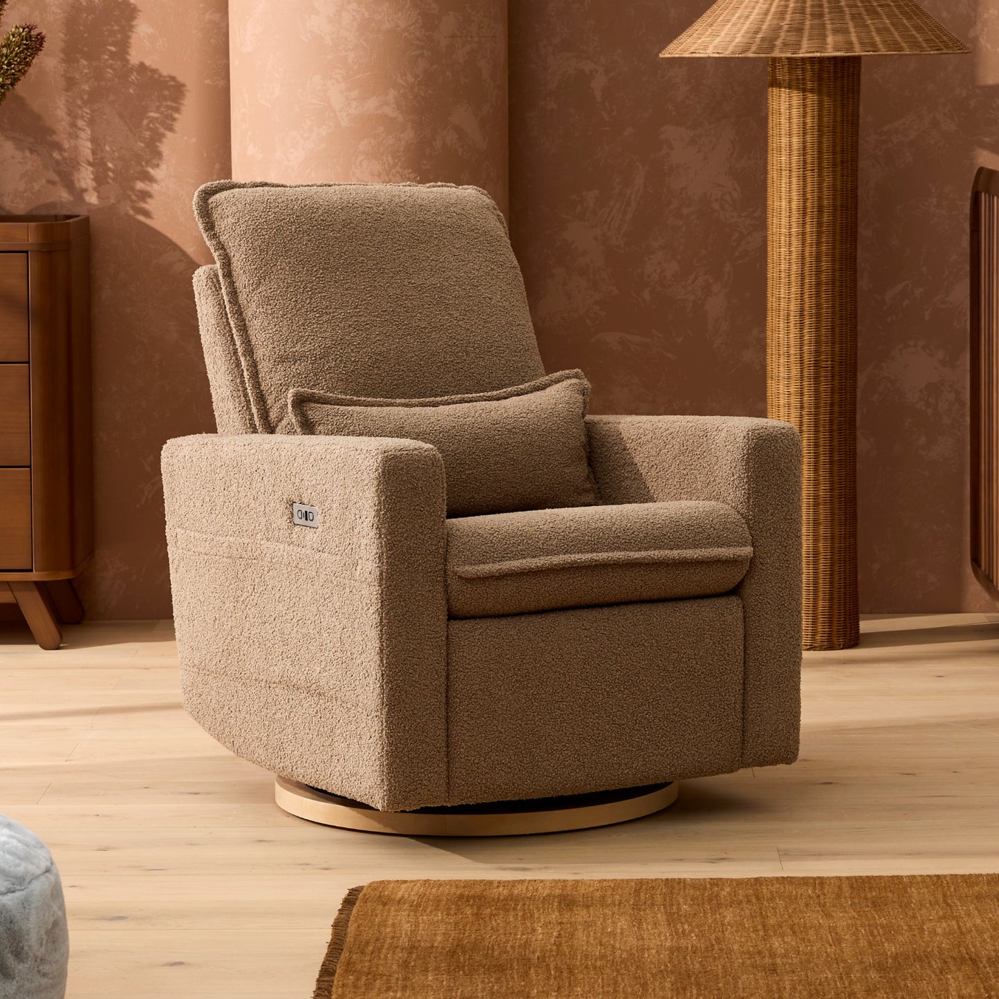 Frankie Electric Recliner Glider Nursery Chair in Mocha Teddy