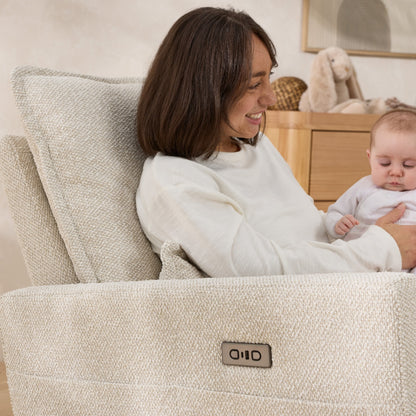 Frankie Electric Recliner Glider Nursery Chair in Light Beige Soft Tweed