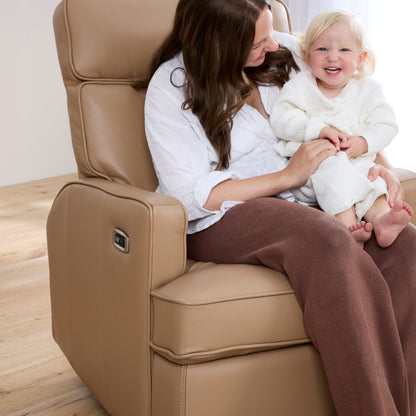 Leo Electric Recliner Glider Chair with USB in Palomino Leather