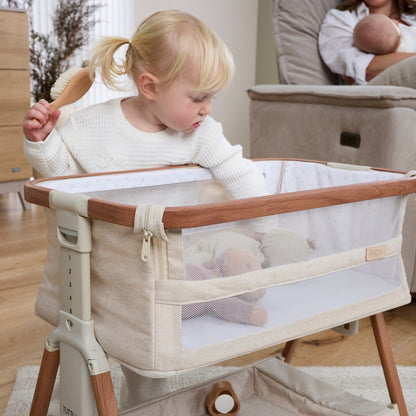 Mini CoZee Breeze Plus Toy Bassinet in Scandi Walnut & Ecru