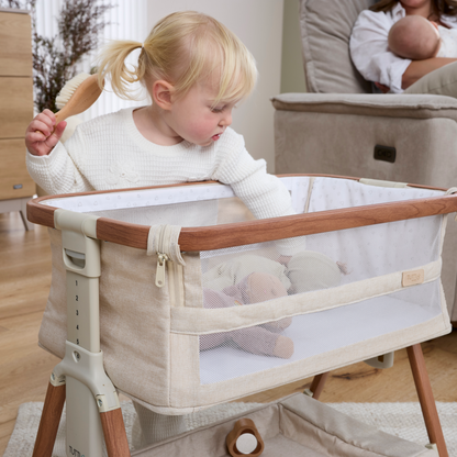 Mini CoZee Breeze Plus Toy Crib in Scandi Walnut & Ecru