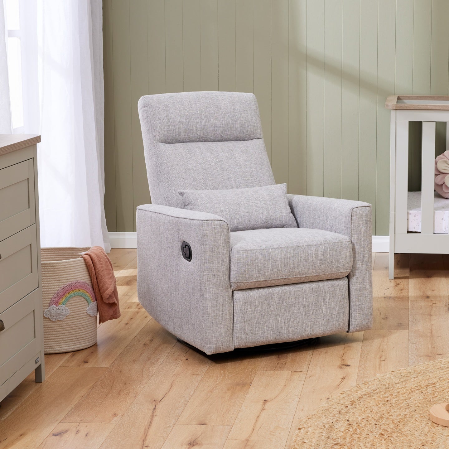Paige Recliner Glider Nursing Chair in Pure Grey