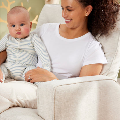 Quinn Electric Recliner Glider Chair with USB in Eggshell