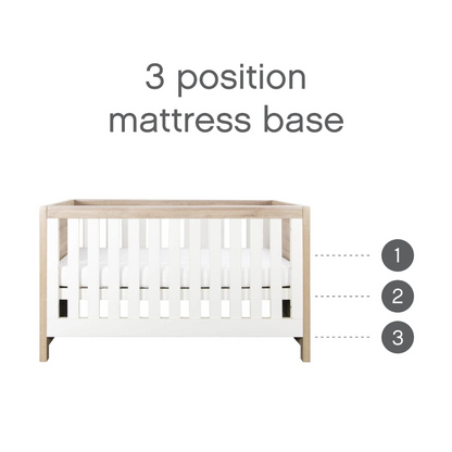 Tutti Bambini Modena 3 in 1 Cot bed in White/Oak