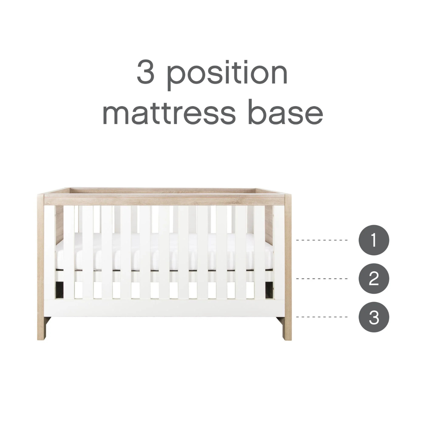 Tutti Bambini Modena 3 in 1 Cot bed in White/Oak