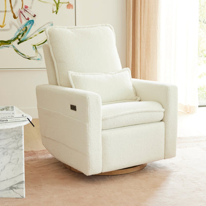 Frankie Electric Recliner Glider Nursery Chair in Coconut Teddy
