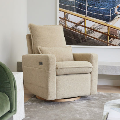 Frankie Electric Recliner Glider Nursery Chair in Taupe Teddy