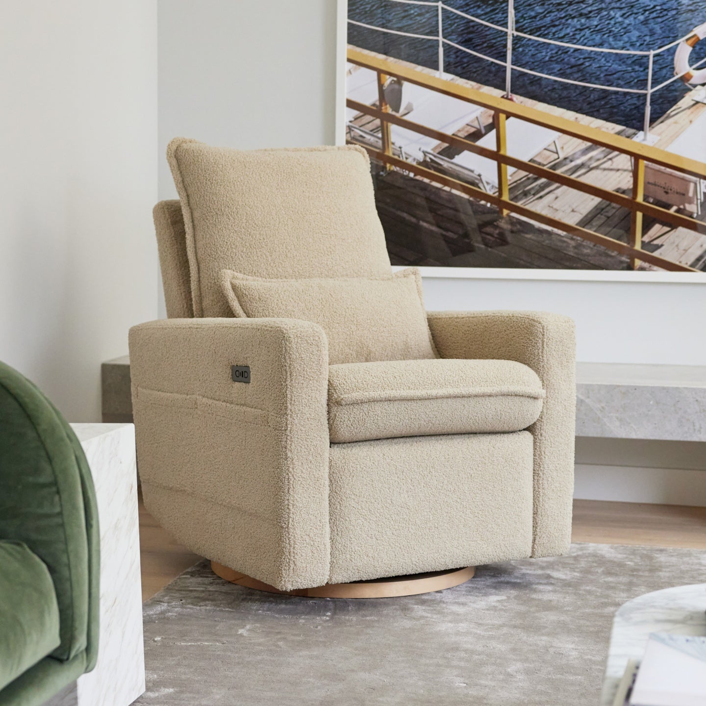 Frankie Electric Recliner Glider Nursery Chair in Taupe Teddy