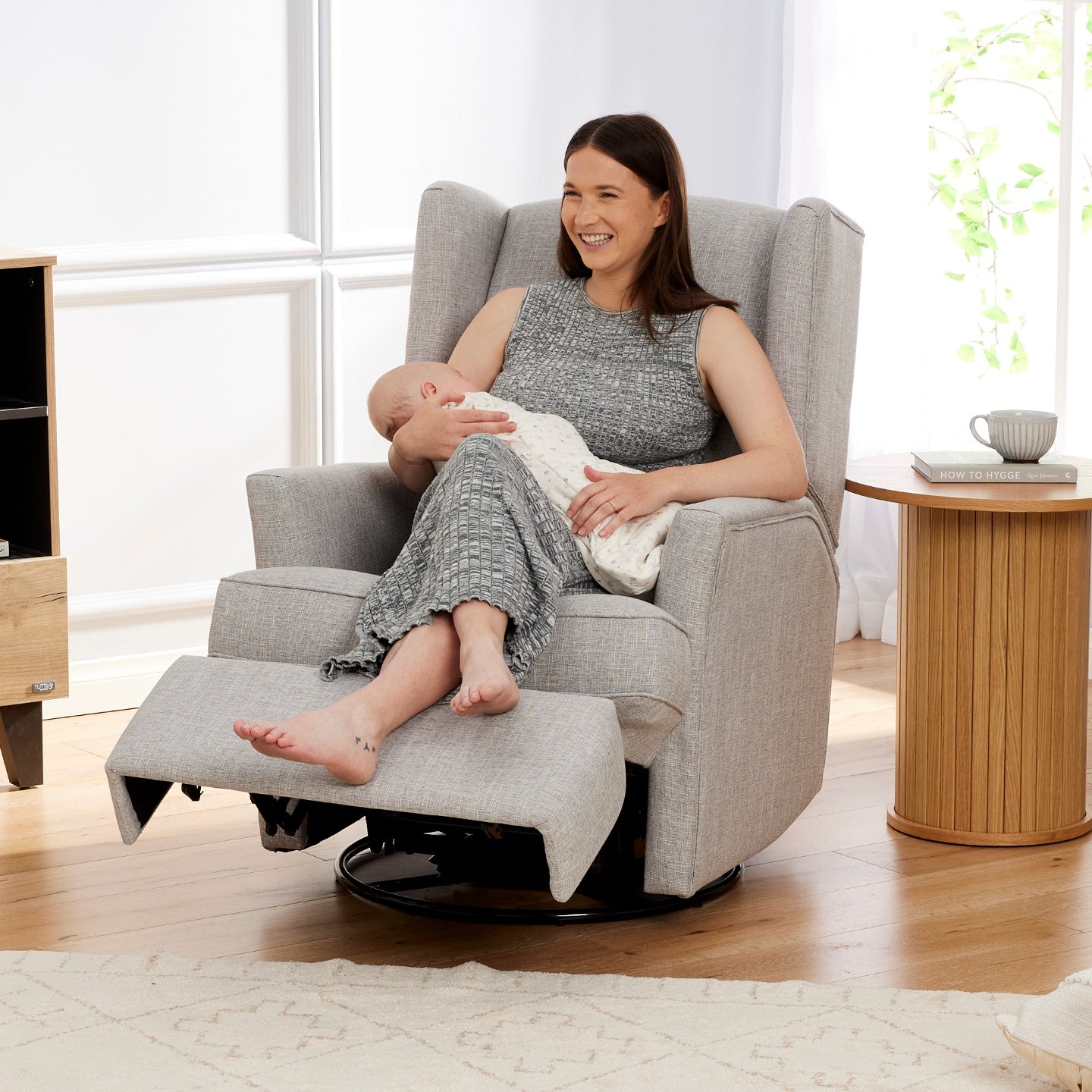 Chelsea Electric Recliner Glider Chair with USB in Pure Grey