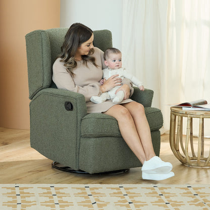 Chelsea Recliner Glider Chair in Olive Bouclé