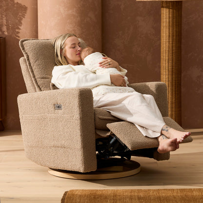 Frankie Electric Recliner Glider Nursery Chair in Mocha Teddy