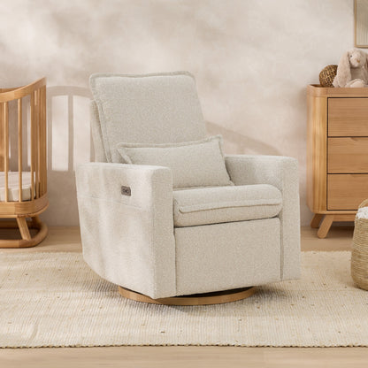 Frankie Electric Recliner Glider Nursery Chair in Light Beige Soft Tweed