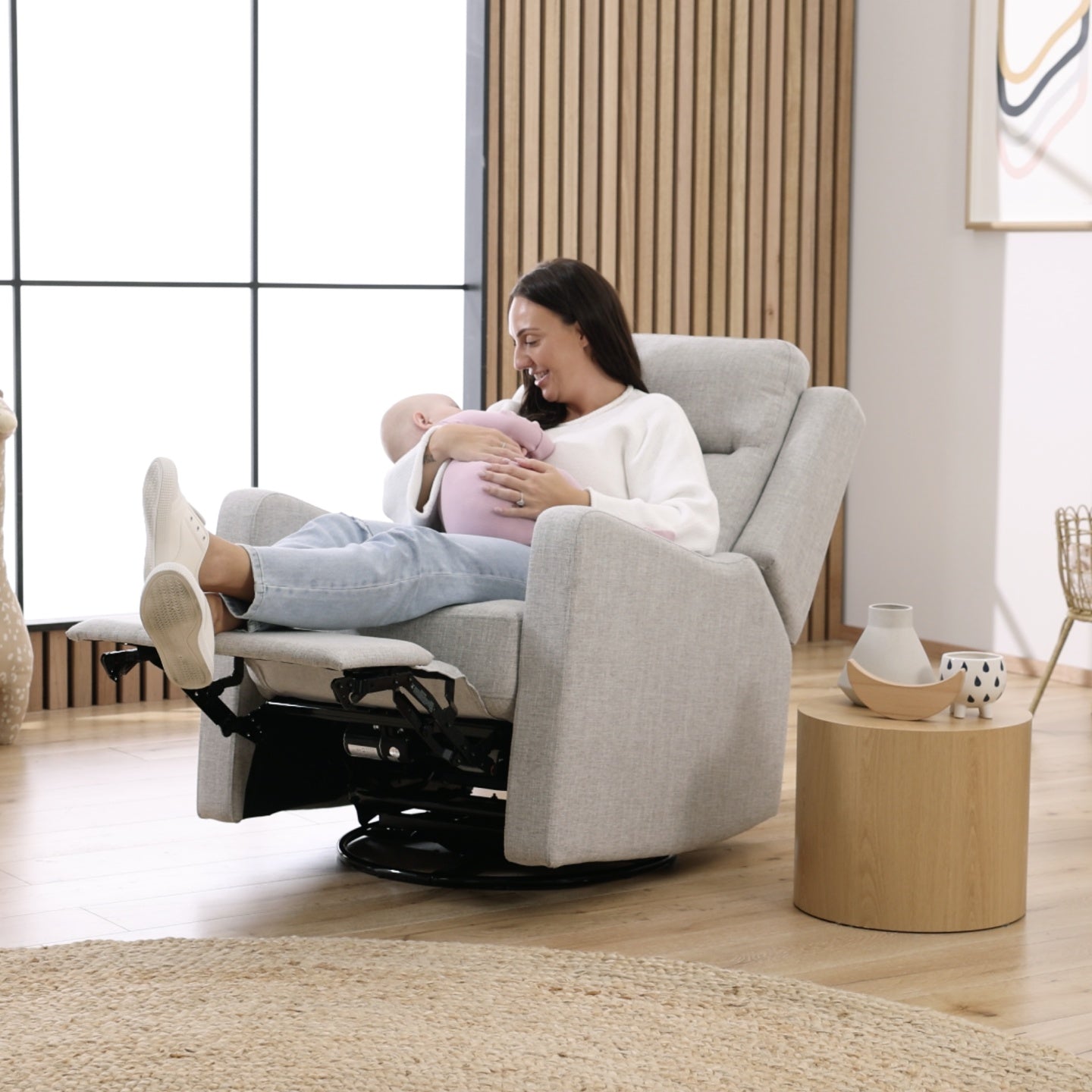 Henry Electric Recliner Glider Chair with USB in Pure Grey