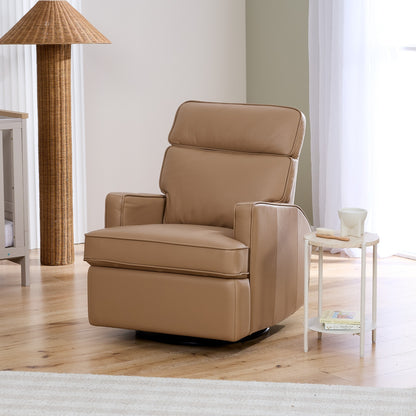 Leo Electric Recliner Glider Chair with USB in Palomino Leather
