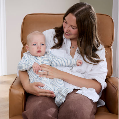 Leo Electric Recliner Glider Chair with USB in Tan Leather